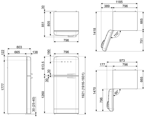 Холодильник Smeg FAB50LBL5