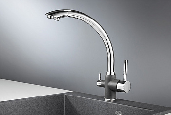 Смеситель для кухни Granula GR-3167,xром/графит