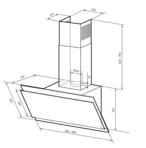 Вытяжка LEX FURIA 600 WHITE