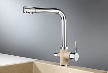 Смеситель для кухни Granula GR-3015, xром/песок