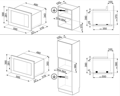 Встраиваемая микроволновая печь Smeg FMI320X2