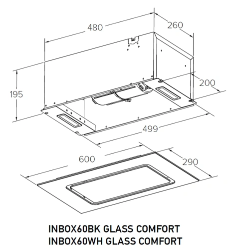 Вытяжка полновстраиваемая Meferi INBOX60WH GLASS COMFORT