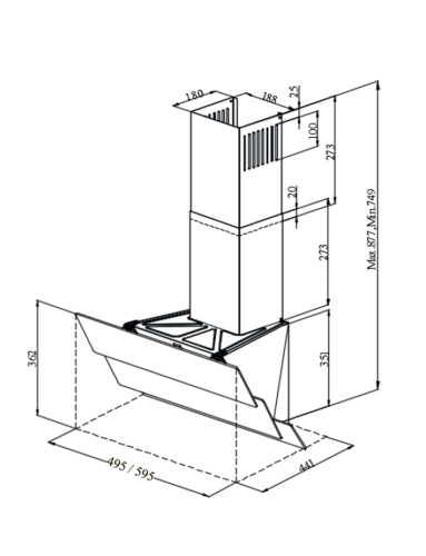 Наклонная вытяжка Monsher TROYES 60 Noir