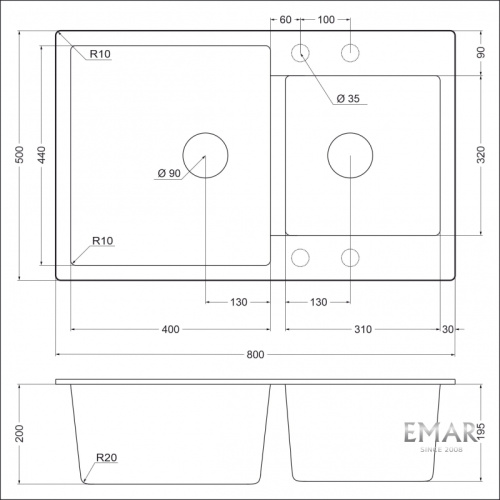 Мойка Emar EMQ-2800.Q Алмаз