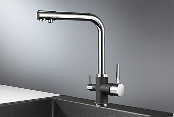 Смеситель для кухни Granula GR-3015, xром/чёрный