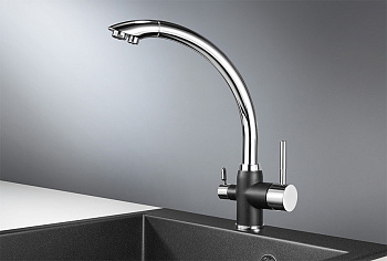 Смеситель для кухни Granula GR-3167, xром/чёрный