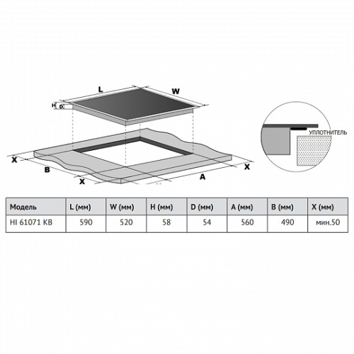 Индукционная варочная панель Korting HI 61071 KB