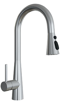 Кухонный смеситель Florentina нержавеющая сталь и хром Вита Pro (выдвижной излив)