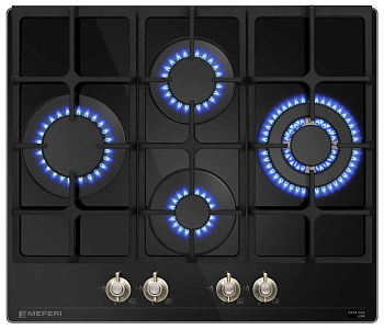 Газовая варочная панель MEFERI MGH604BK GLASS RETRO