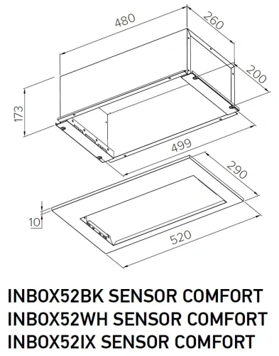 Вытяжка полновстраиваемая Meferi INBOX52BK SENSOR COMFORT