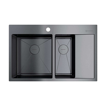 Мойка Omoikiri Akisame 78-2-L-GM нерж. сталь/вороненая сталь