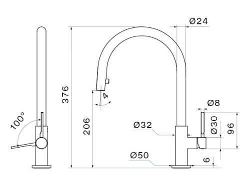 Смеситель Falmec TREVI ROUND MATT BLACK