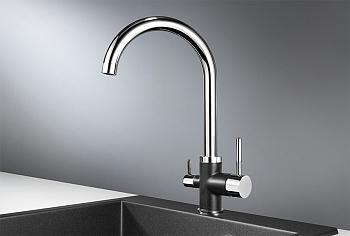 Смеситель для кухни Granula GR-3168, xром/чёрный