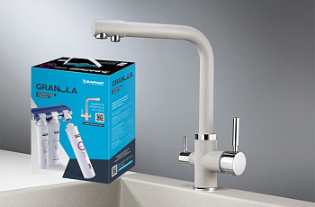 Комплект кухонный смеситель Granula GR-2015 Базальт + Фильтр Granula