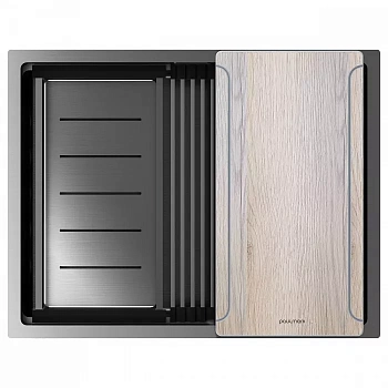 Мойка Paulmark NEXT-MULTI SINK 58 UNI, PM785845-GM, вороненая сталь