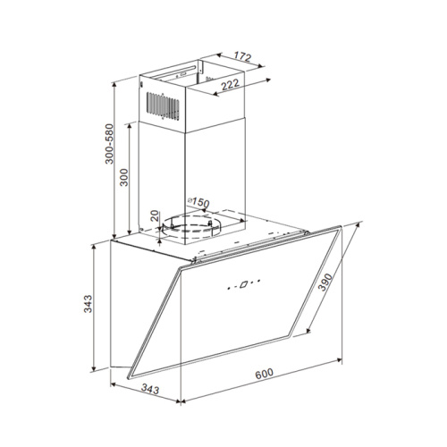 Кухонная вытяжка Maunfeld Astro 60 чёрное стекло