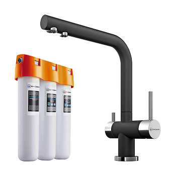 Комплект смеситель с фильтром Omoikiri Nagano-BL + Pure drop Lite