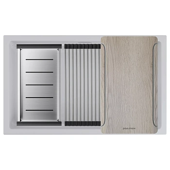 Мойка Paulmark LUMI-MULTI SINK 74 UNI, IT-GRANIT, LU-MULTI 74-WH белый
