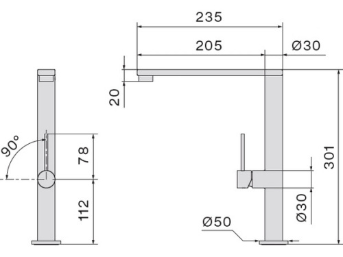 Смеситель Falmec PURE STEEL FLAT
