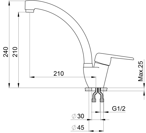 Смеситель для кухни Granula GR-2024, графит