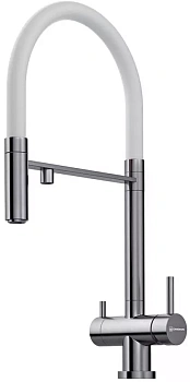 Смеситель для кухни Omoikiri Kanto-BN-WH латунь/нерж. сталь/белый гибкий шланг