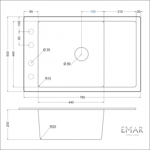 Мойка Emar EMQ-1780.Q Барит