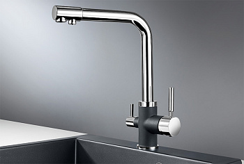 Смеситель для кухни Granula GR-3015, xром/шварц